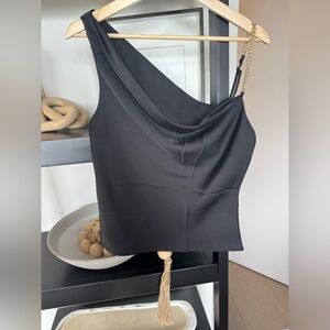Astr Black One-Shoulder Top
